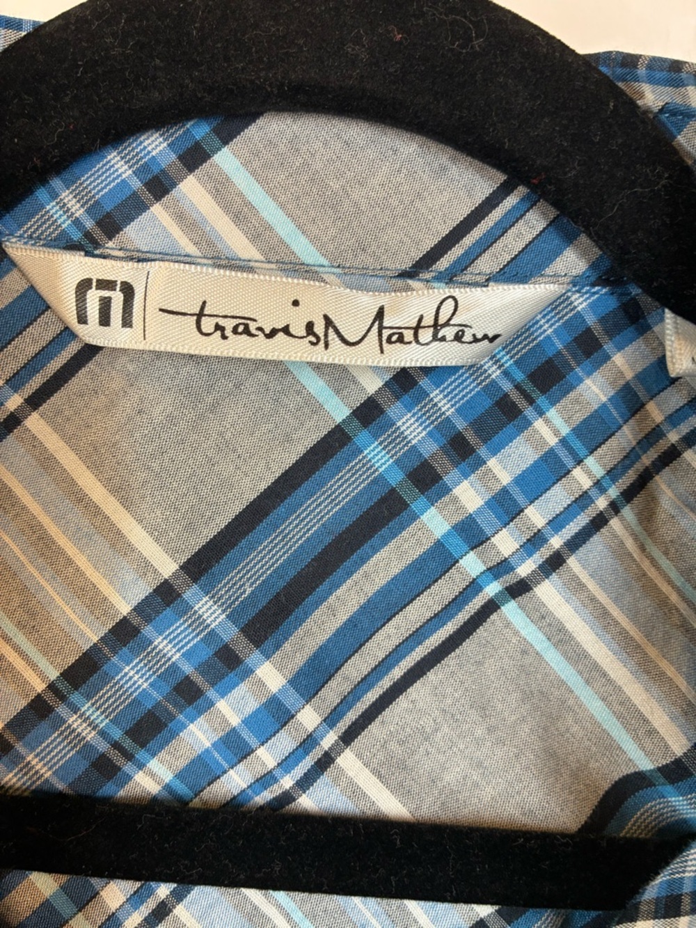 Travis Mathew Men’s Plaid Button Up Shirt Short Sleeve Blue Gray Size M - Picture 3 of 6
